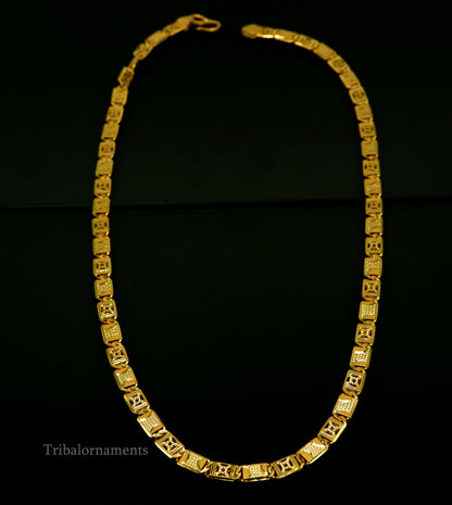 Vintage 22K yellow gold Nawabi chain necklace from TRIBAL ORNAMENTS, handmade royal-style unisex jewelry with 916 hallmark.