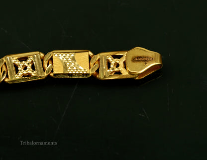 Vintage 22K yellow gold Nawabi chain necklace with intricate handmade design, royal style, unisex jewelry, hallmarked 916.