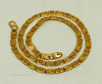 Vintage 22K yellow gold Nawabi chain necklace by TRIBAL ORNAMENTS, unisex royal-style jewelry with 916 hallmark.