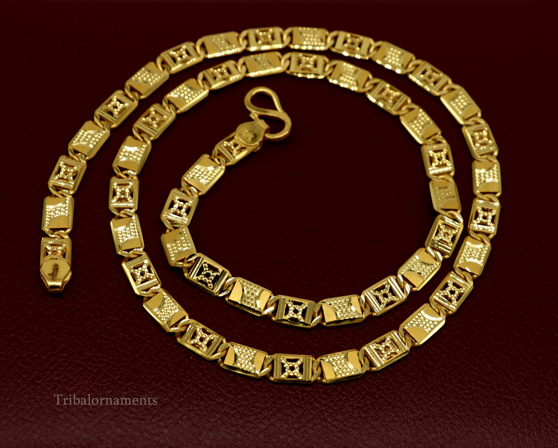 Vintage design Handmade Genuine 22 karat yellow gold gorgeous navabi chain stylish chain gifting royal jewelry from india ch259 - TRIBAL ORNAMENTS