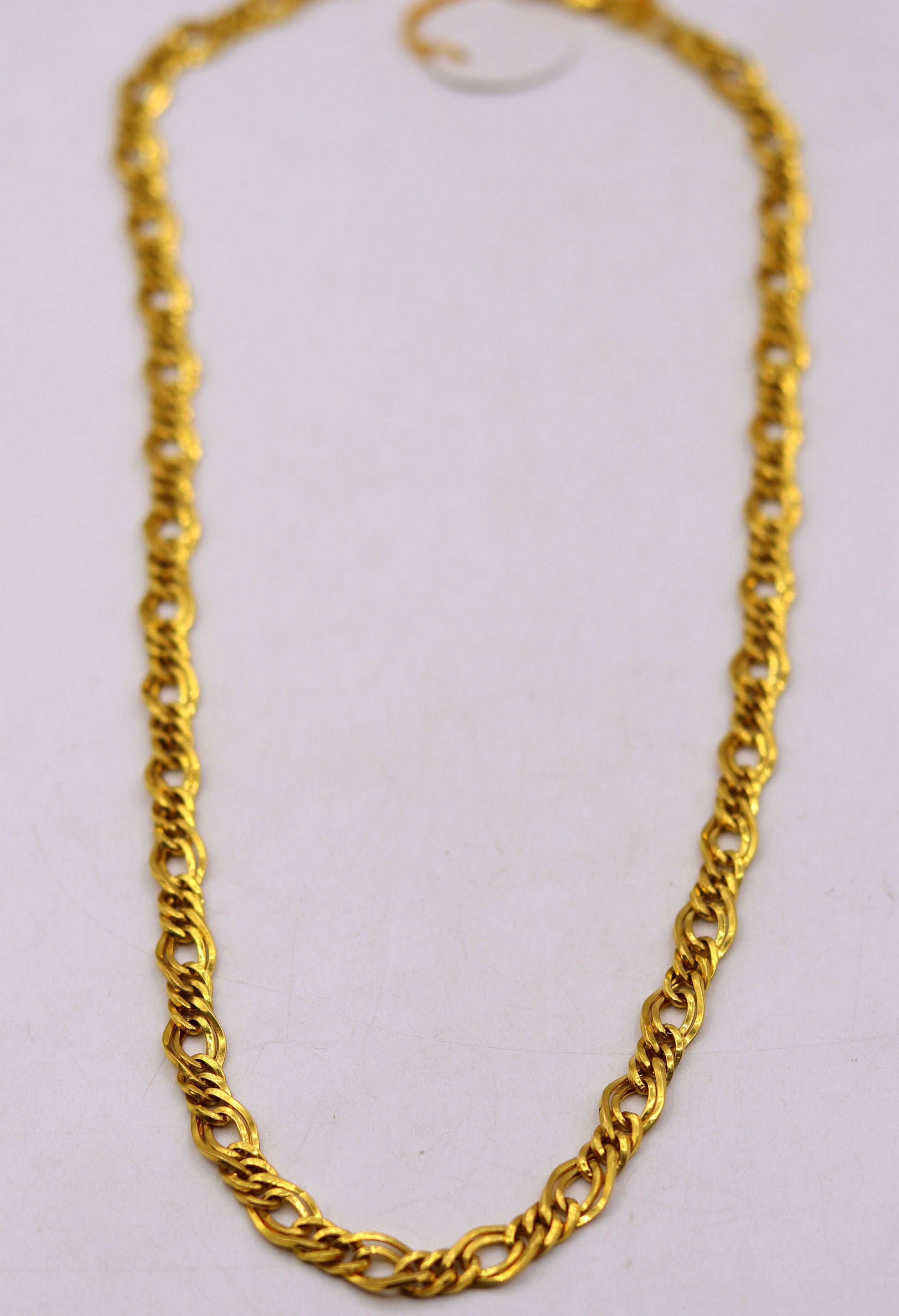Vintage handmade 22K yellow gold double-link chain necklace, unisex design from Rajasthan, India, by TRIBAL ORNAMENTS.