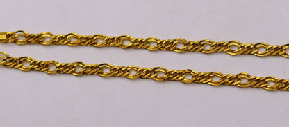 Vintage handmade 22K yellow gold double-link chain necklace by Tribal Ornaments, unisex design, Rajasthan, India craftsmanship.