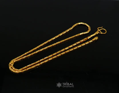 Hallmarked Baht style gold chain for men and women by TRIBAL ORNAMENTS, featuring intricate design and 18k gold finish.