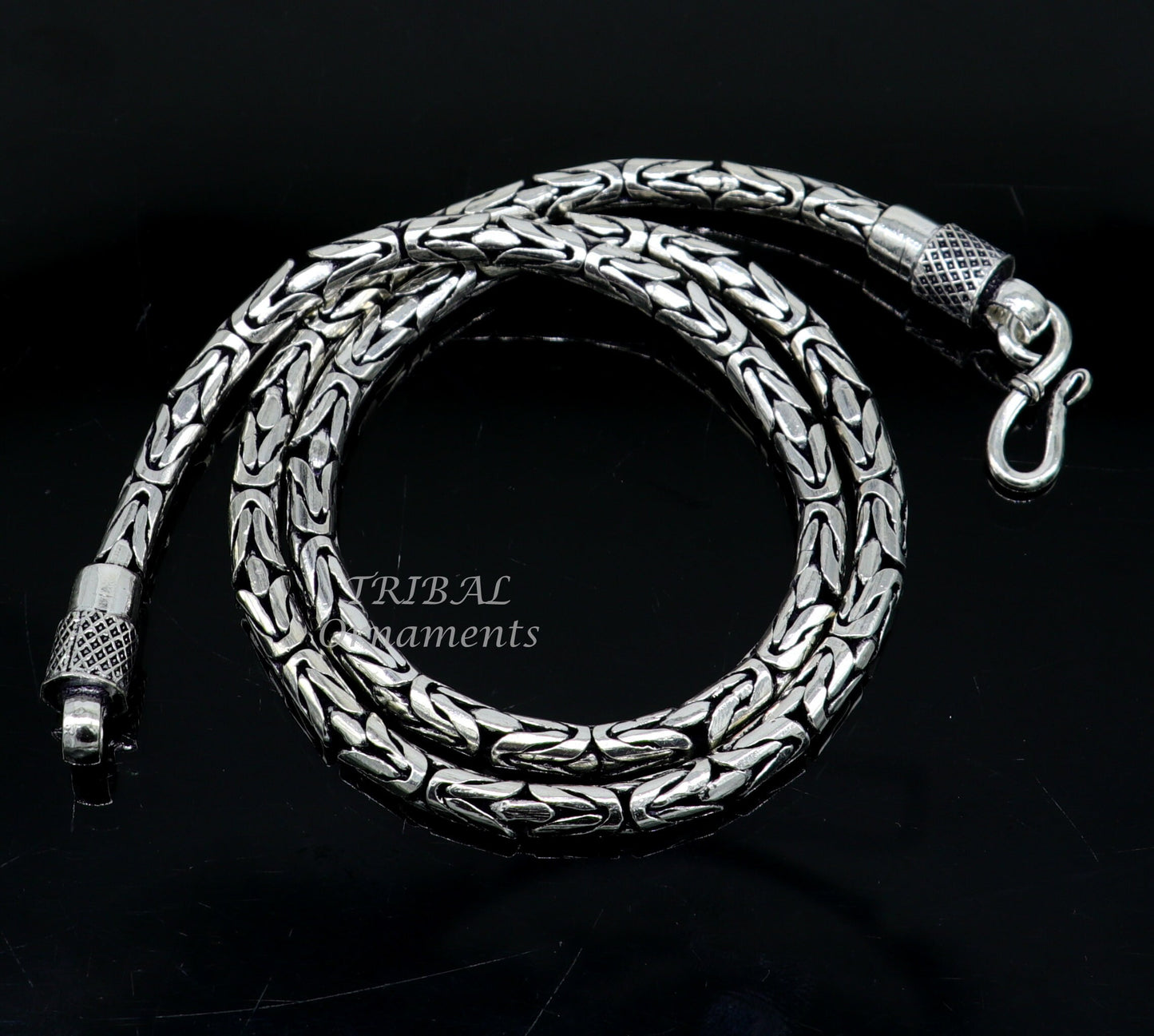 925 sterling silver Handmade solid vintage byzantine design chain heavy 4.5 mm necklace, amazing luxury royal gifting designer jewelry ch176 - TRIBAL ORNAMENTS