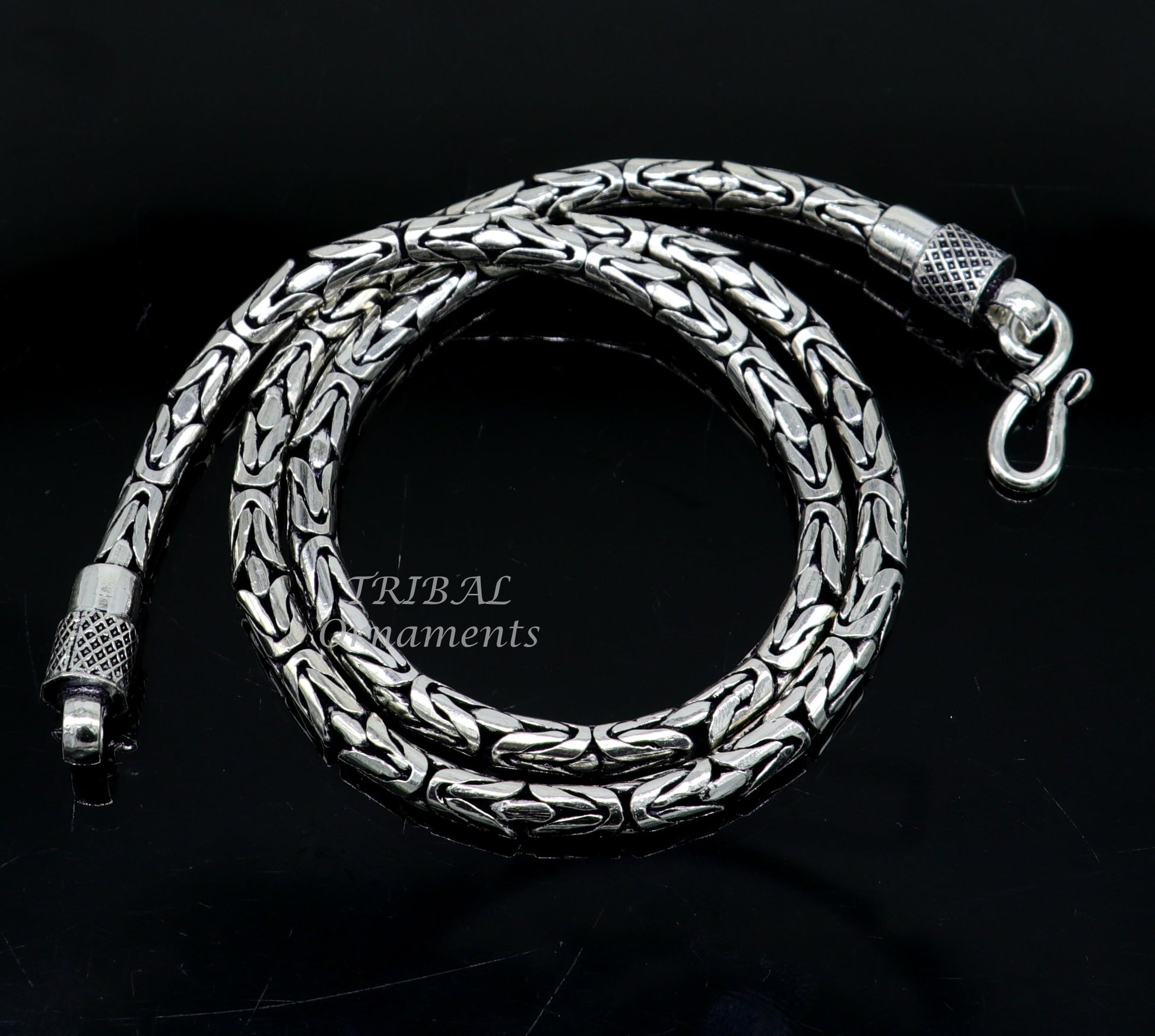 925 sterling silver Handmade solid vintage byzantine design chain heavy 4.5 mm necklace, amazing luxury royal gifting designer jewelry ch176 - TRIBAL ORNAMENTS