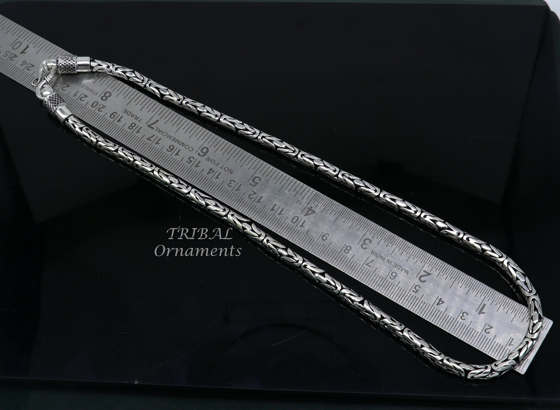 925 sterling silver Handmade solid vintage byzantine design chain heavy 4.5 mm necklace, amazing luxury royal gifting designer jewelry ch176 - TRIBAL ORNAMENTS