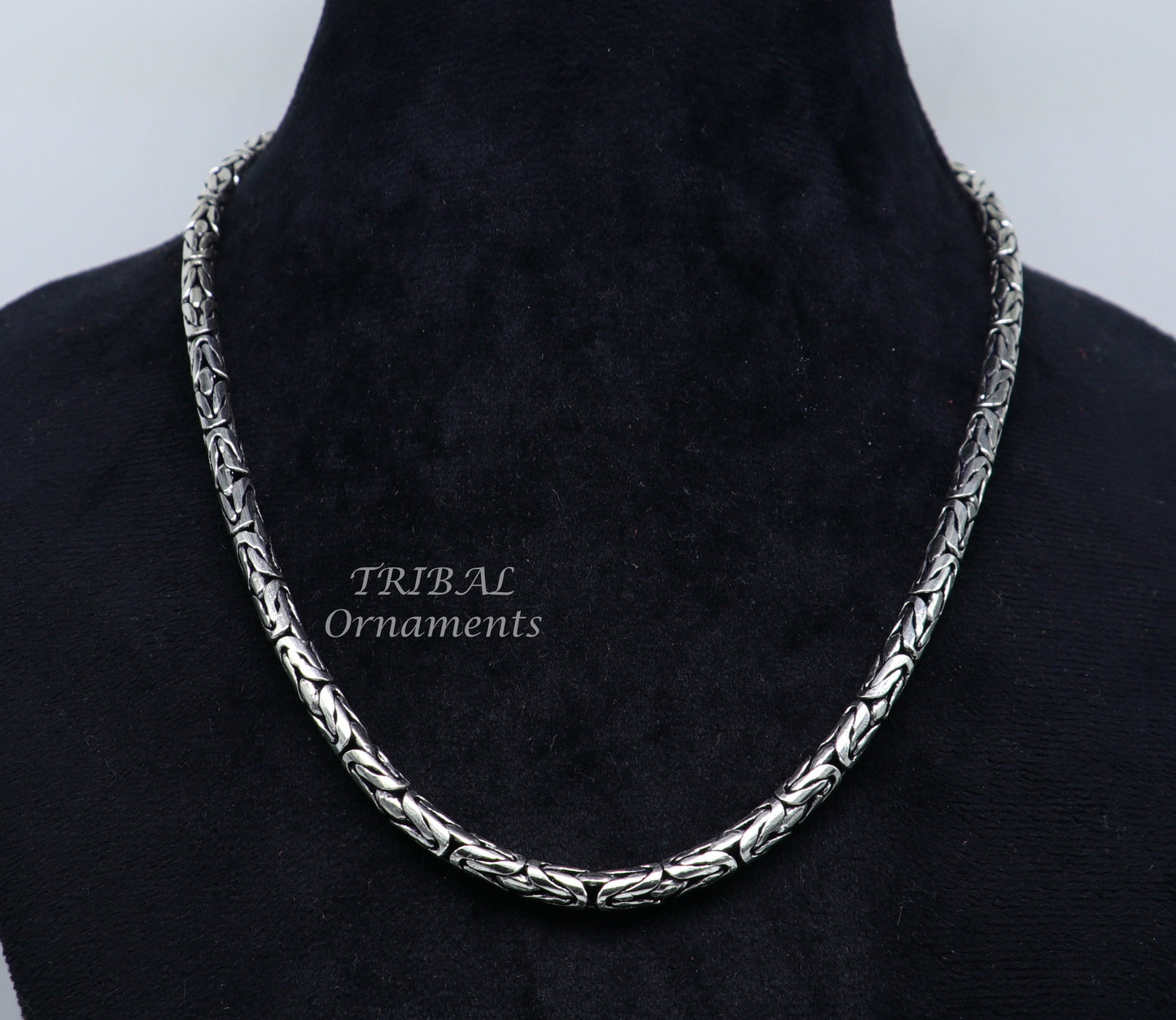 925 sterling silver Handmade solid vintage byzantine design chain heavy 4.5 mm necklace, amazing luxury royal gifting designer jewelry ch176 - TRIBAL ORNAMENTS