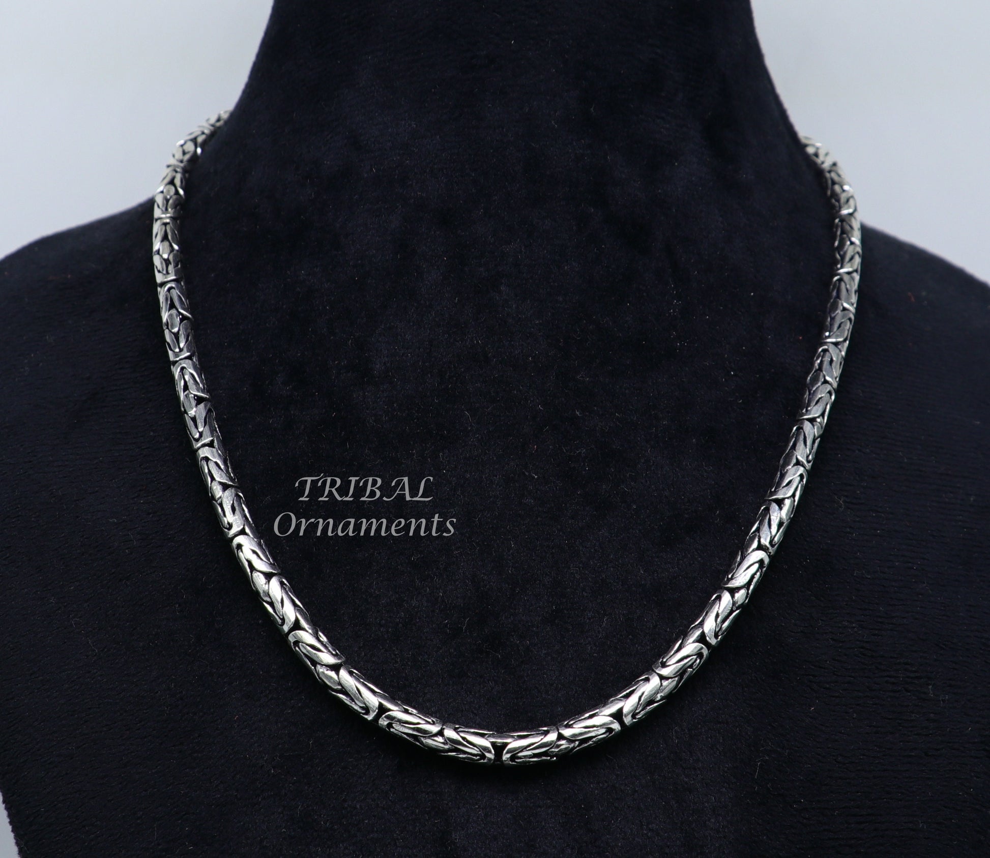 925 sterling silver Handmade solid vintage byzantine design chain heavy 4.5 mm necklace, amazing luxury royal gifting designer jewelry ch176 - TRIBAL ORNAMENTS