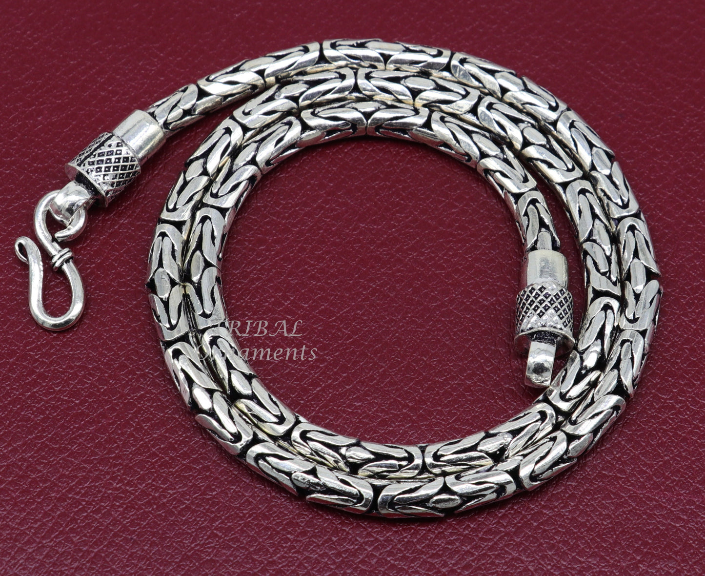 925 sterling silver Handmade solid vintage byzantine design chain heavy 4.5 mm necklace, amazing luxury royal gifting designer jewelry ch176 - TRIBAL ORNAMENTS