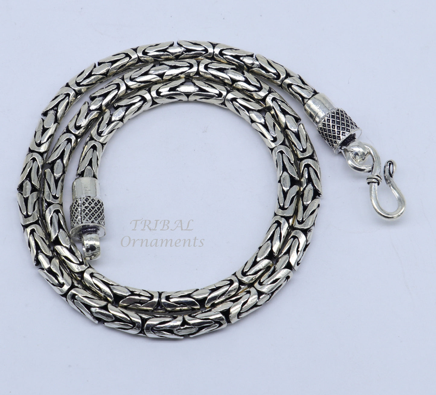 925 sterling silver Handmade solid vintage byzantine design chain heavy 4.5 mm necklace, amazing luxury royal gifting designer jewelry ch176 - TRIBAL ORNAMENTS
