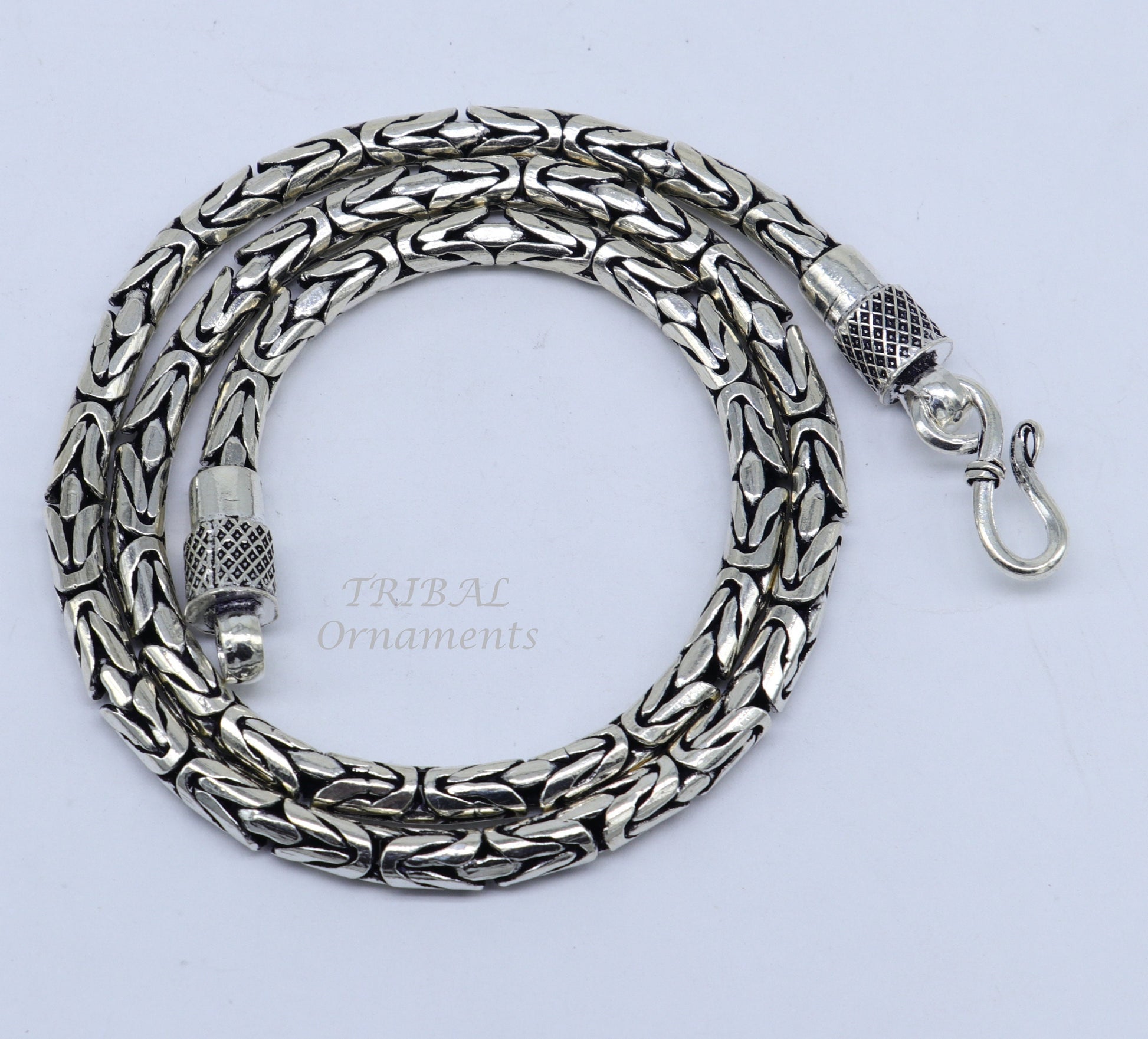 925 sterling silver Handmade solid vintage byzantine design chain heavy 4.5 mm necklace, amazing luxury royal gifting designer jewelry ch176 - TRIBAL ORNAMENTS