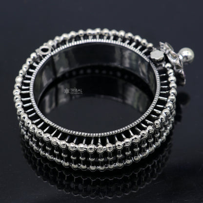 Vintage 925 sterling silver bangle cuff bracelet with intricate tribal design, handmade brides jewelry by Tribal Ornaments.