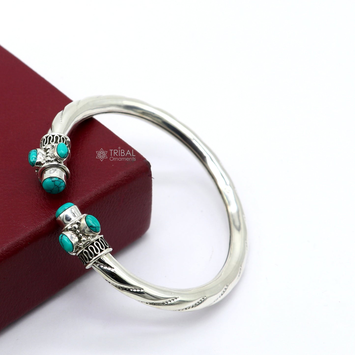 925 sterling silver handmade gorgeous turquoise stone antique design bangle bracelet kada, fabulous wrist jewelry tribal jewelry nsk813 - TRIBAL ORNAMENTS
