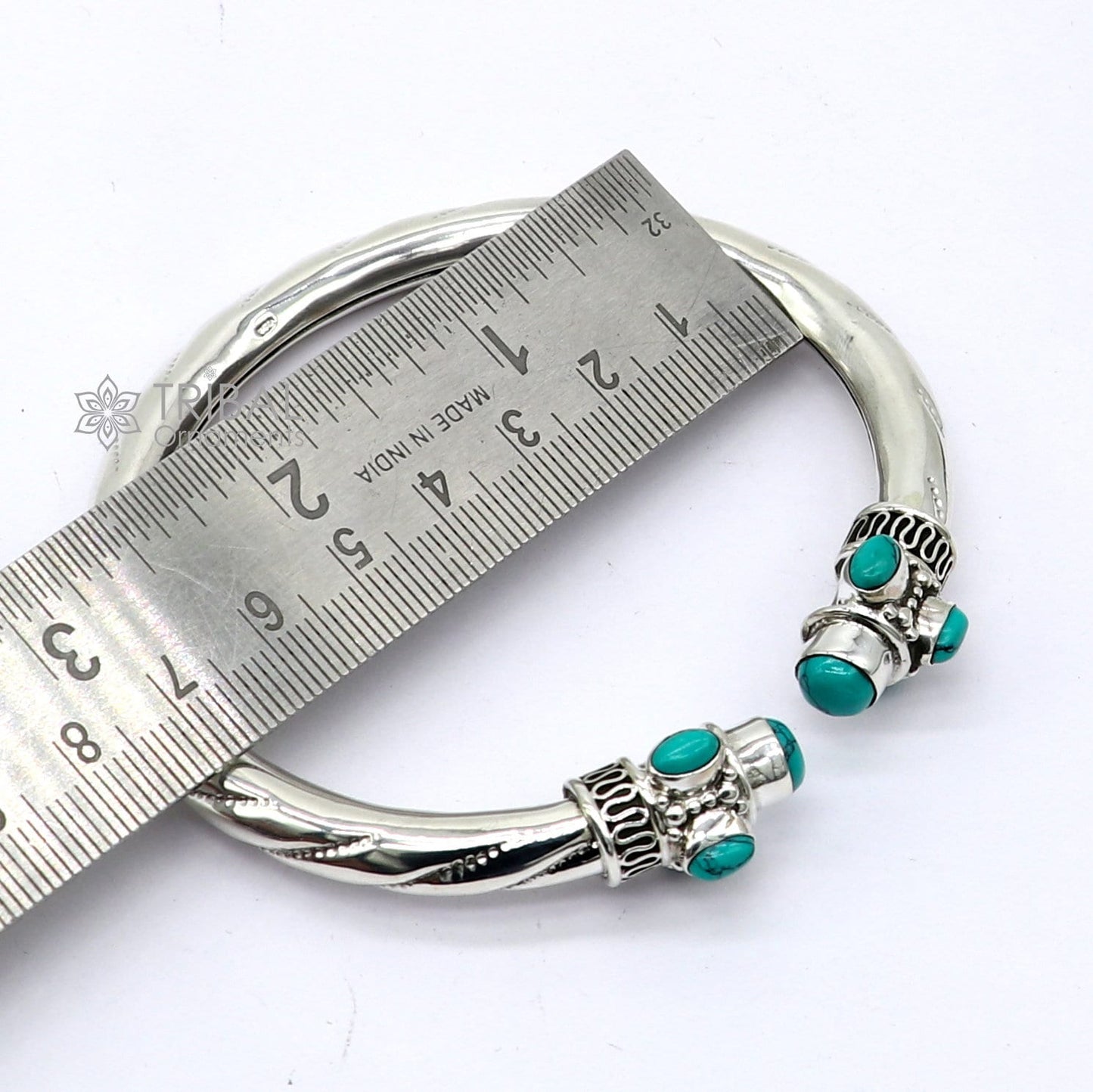 925 sterling silver handmade gorgeous turquoise stone antique design bangle bracelet kada, fabulous wrist jewelry tribal jewelry nsk813 - TRIBAL ORNAMENTS