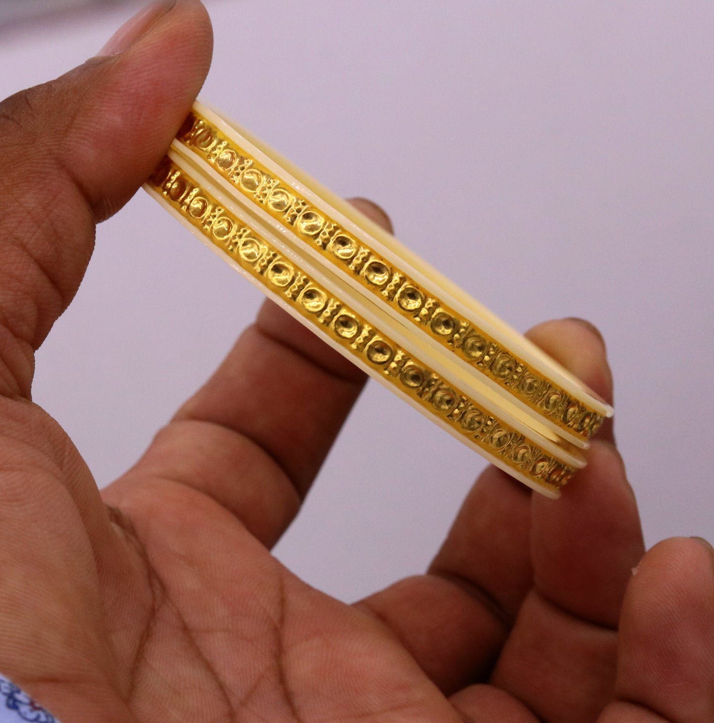 22K yellow gold vintage tribal bangle bracelet with Tussi pattern, handmade antique design, traditional women's jewelry by TRIBAL ORNAMENTS.