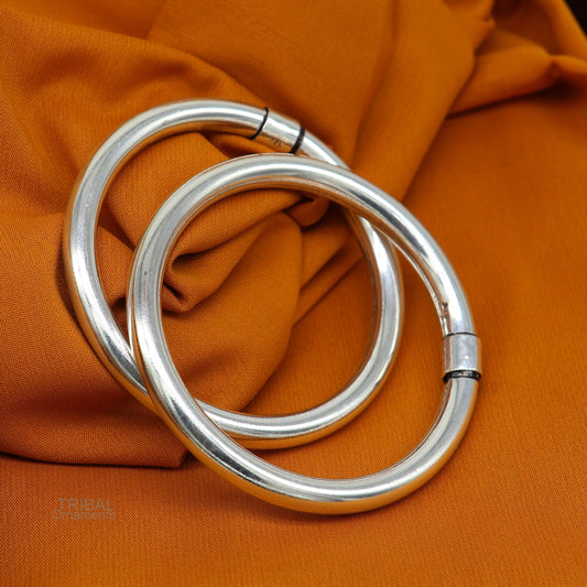 925 sterling silver plain shiny bright bangle bracelet kada, excellent personalized gifting stylish fancy bangle men's or girls ba136 - TRIBAL ORNAMENTS