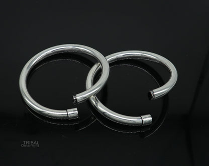 925 sterling silver bangle bracelet by Tribal Ornaments, shiny and plain stylish kada for men or girls, ideal for personalized gifting.