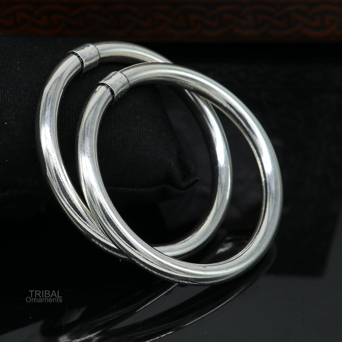 925 sterling silver plain shiny bright bangle bracelet kada, excellent personalized gifting stylish fancy bangle men's or girls ba136 - TRIBAL ORNAMENTS