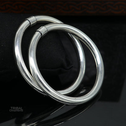 Sterling silver bangle bracelet from TRIBAL ORNAMENTS, shiny and bright, stylish kada suitable for men or girls, perfect for personalized gifting.