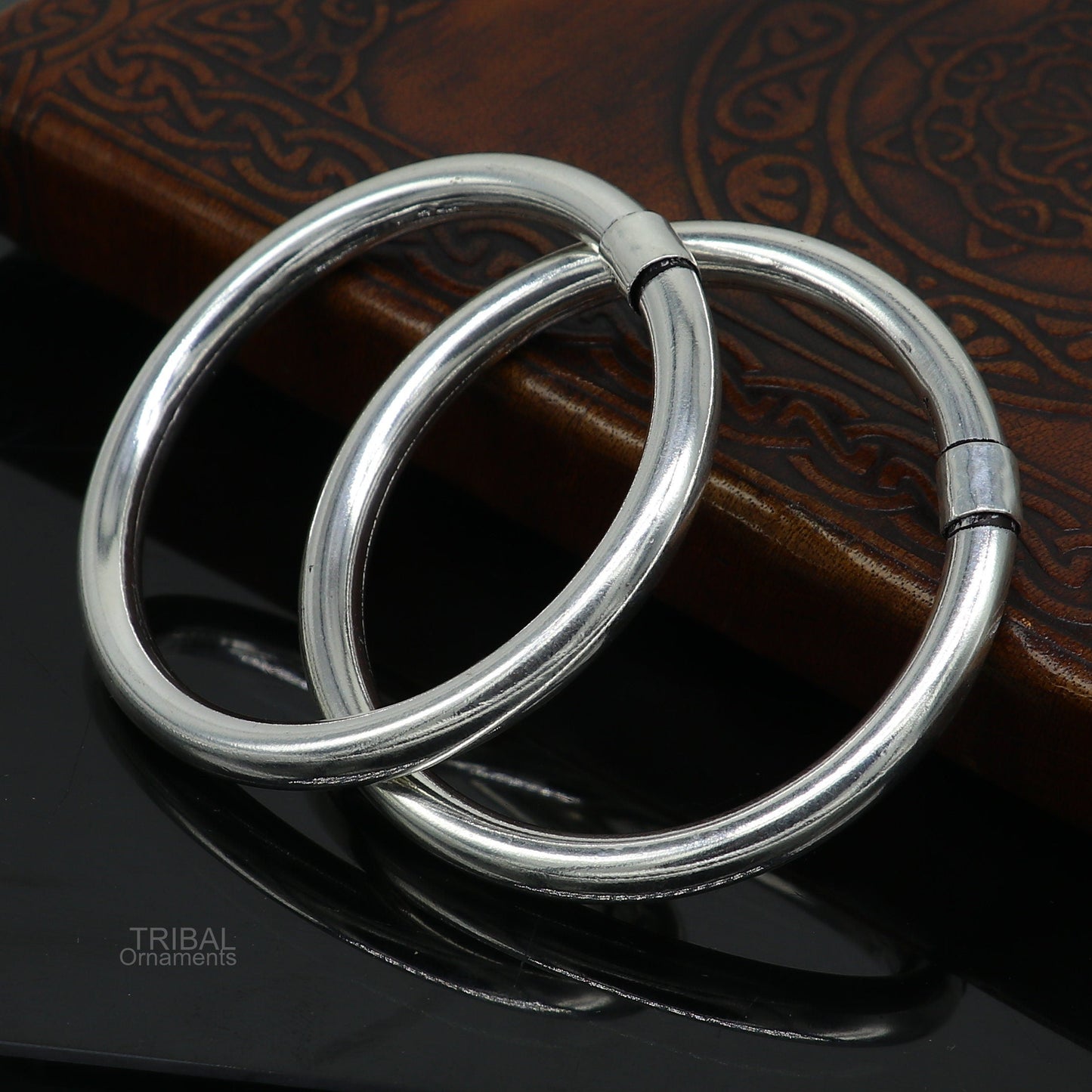 925 sterling silver plain shiny bright bangle bracelet kada, excellent personalized gifting stylish fancy bangle men's or girls ba136 - TRIBAL ORNAMENTS