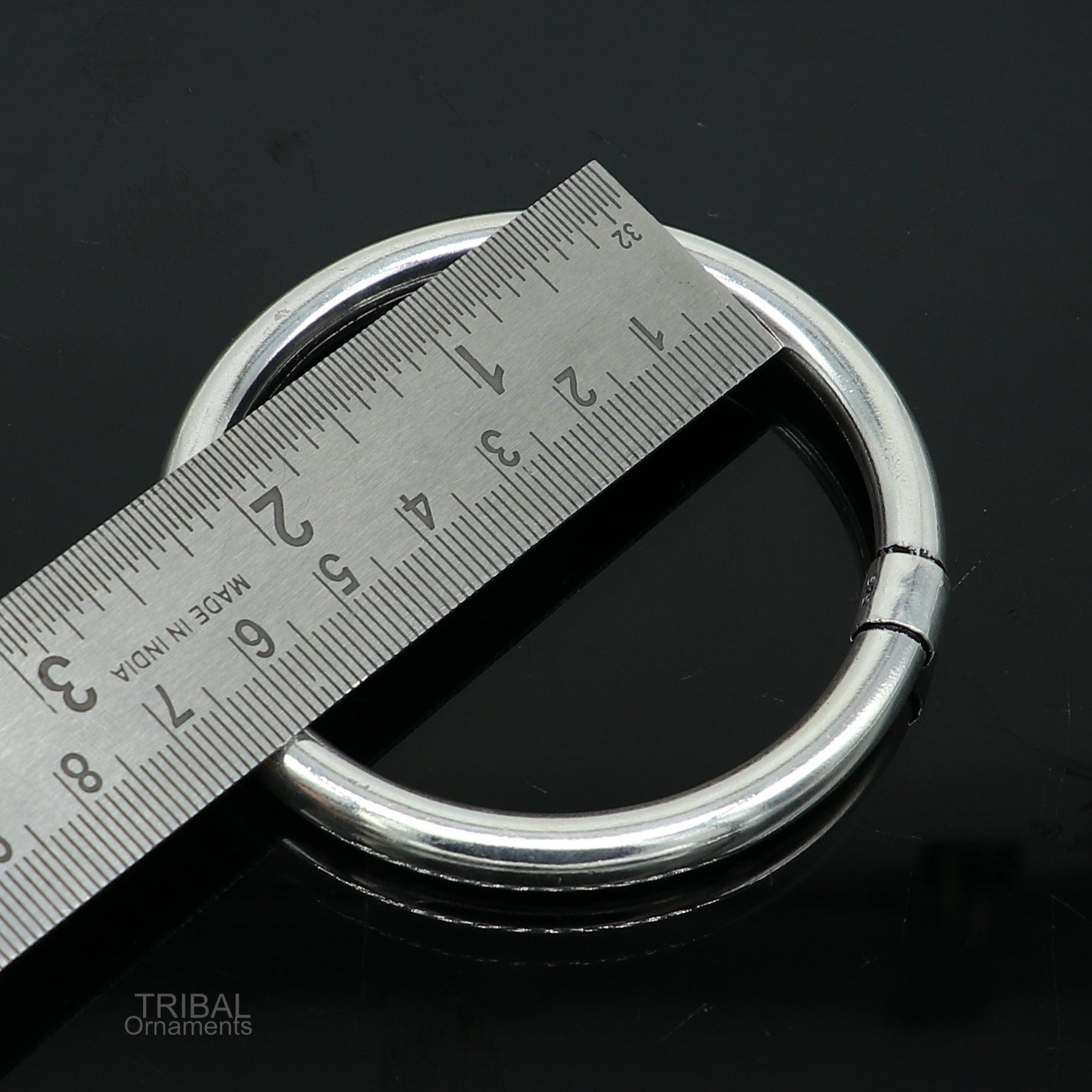 925 sterling silver plain shiny bright bangle bracelet kada, excellent personalized gifting stylish fancy bangle men's or girls ba136 - TRIBAL ORNAMENTS