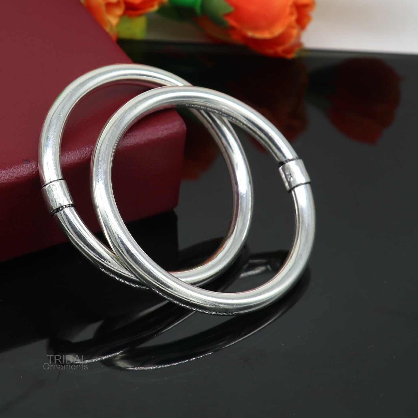 925 sterling silver plain shiny bright bangle bracelet kada, excellent personalized gifting stylish fancy bangle men's or girls ba136 - TRIBAL ORNAMENTS