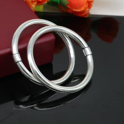 Sterling silver bangle bracelet from Tribal Ornaments, shiny and bright, stylish kada for men or girls, personalized gift accessory.