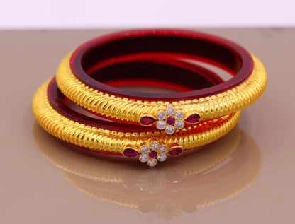 Authentic 22KT yellow gold handmade vintage tribal bangle bracelet from Rajasthan, traditional Indian jewelry by TRIBAL ORNAMENTS.