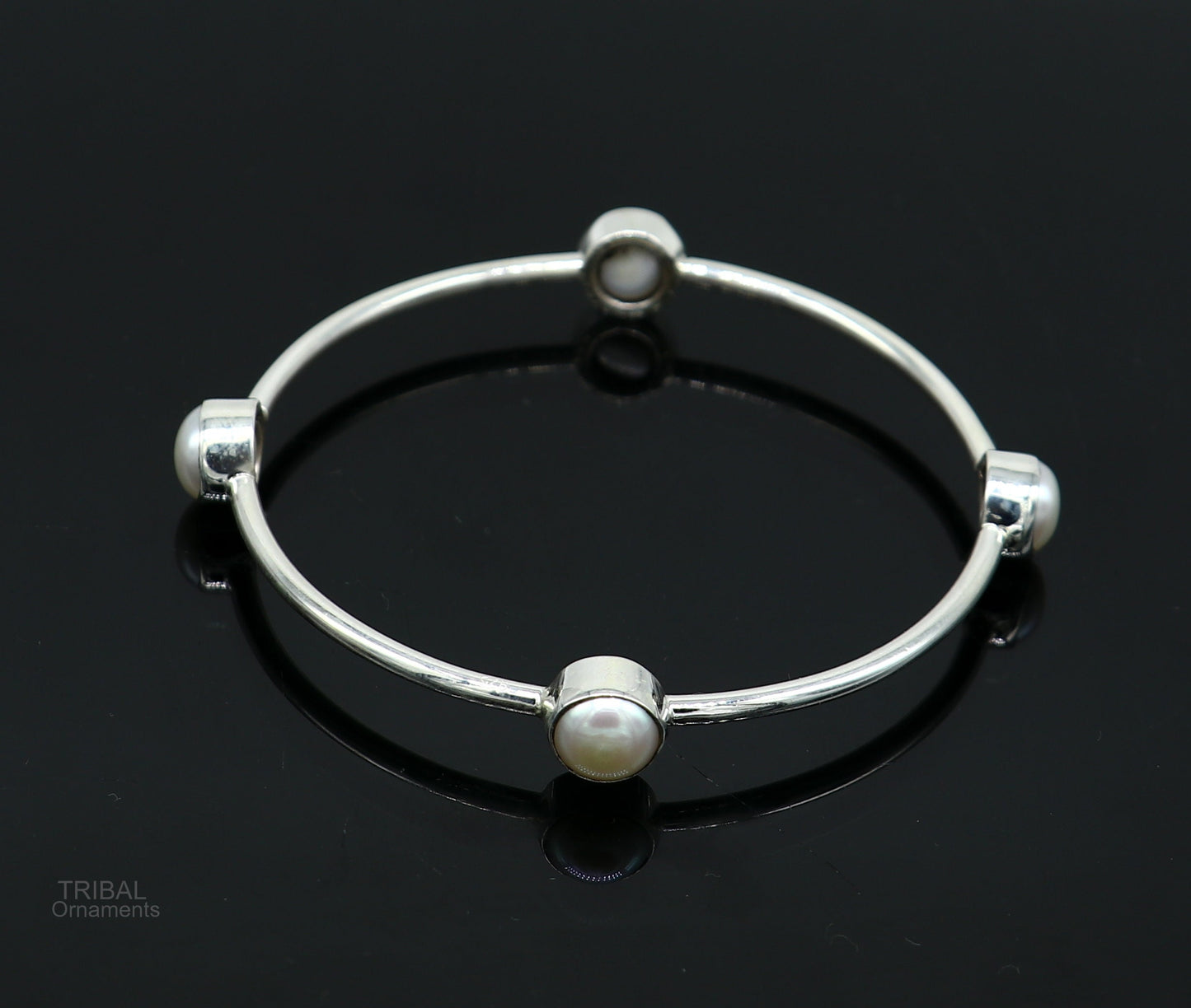 925 sterling silver handmade bangle kada, gorgeous fresh water pearl cultural stylish bangle kada excellent customized tribal jewelry nba366 - TRIBAL ORNAMENTS