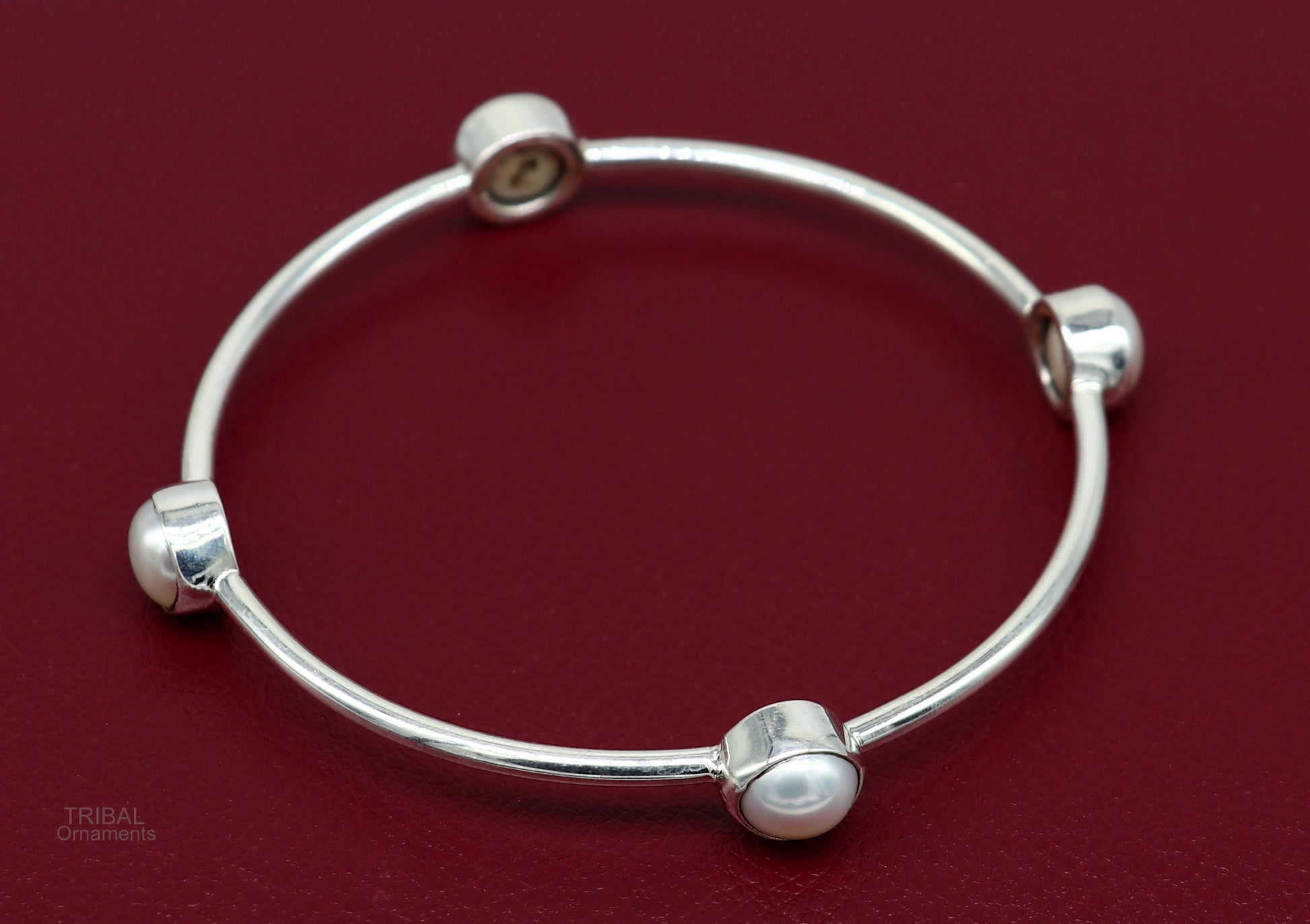 925 sterling silver handmade bangle kada, gorgeous fresh water pearl cultural stylish bangle kada excellent customized tribal jewelry nba366 - TRIBAL ORNAMENTS