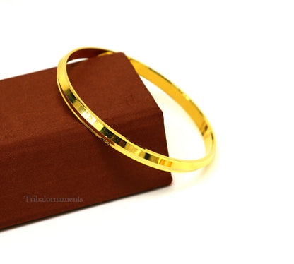 Sterling silver Punjabi Sikkh Kada by TRIBAL ORNAMENTS, handmade Rajputi royal bangle with gold polish, traditional jewelry for women.