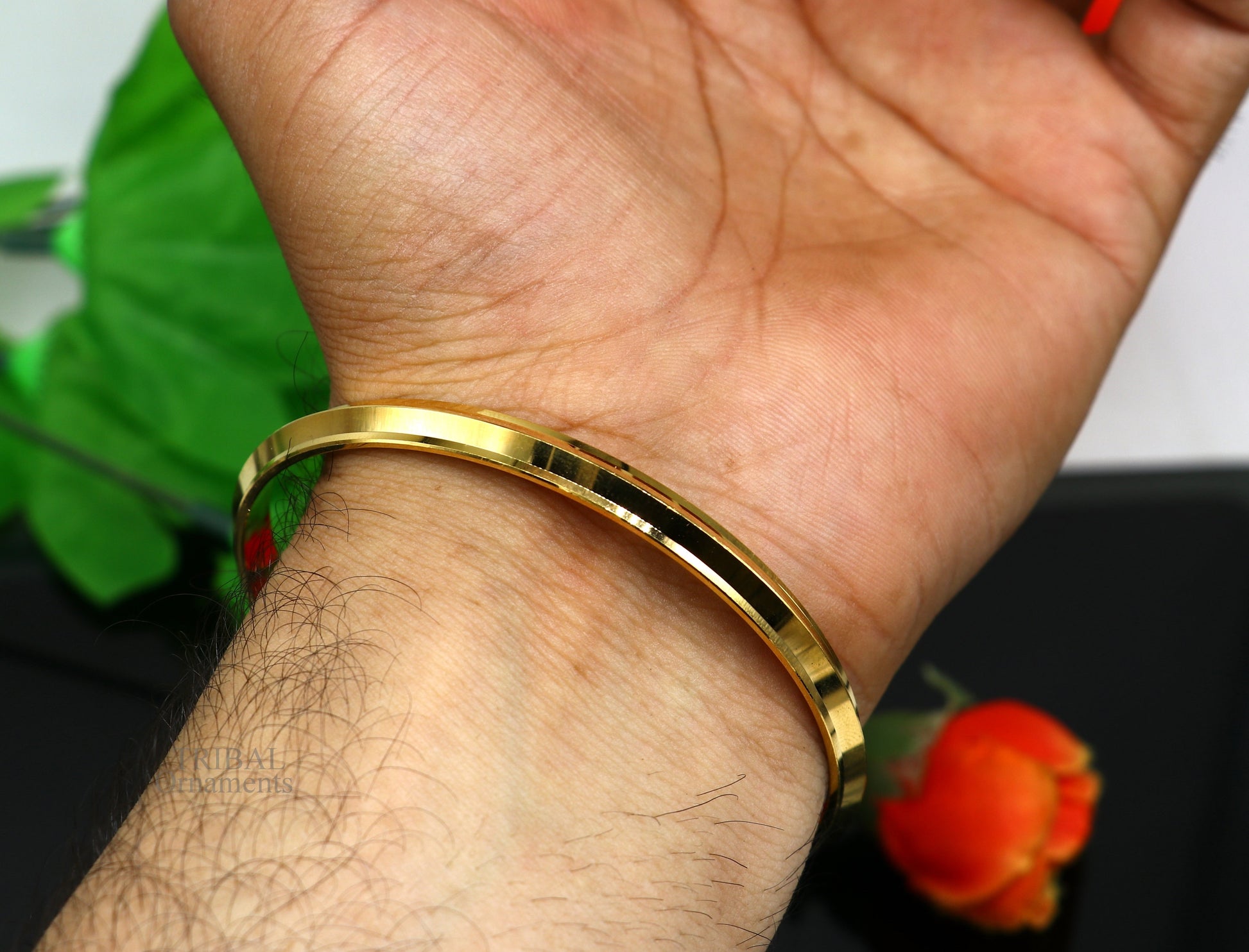 Punjabi Kada, Sikkh Kada 925 sterling silver handmade, Rajputi Royal Kada, stunning gold polished solid silver couple bangle kada nsk463 - TRIBAL ORNAMENTS