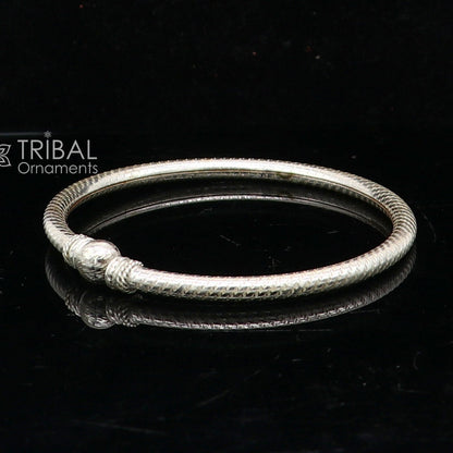 925 sterling silver single ball bangle bracelet by TRIBAL ORNAMENTS, handmade tribal design for unisex jewelry, 2.125 inches.