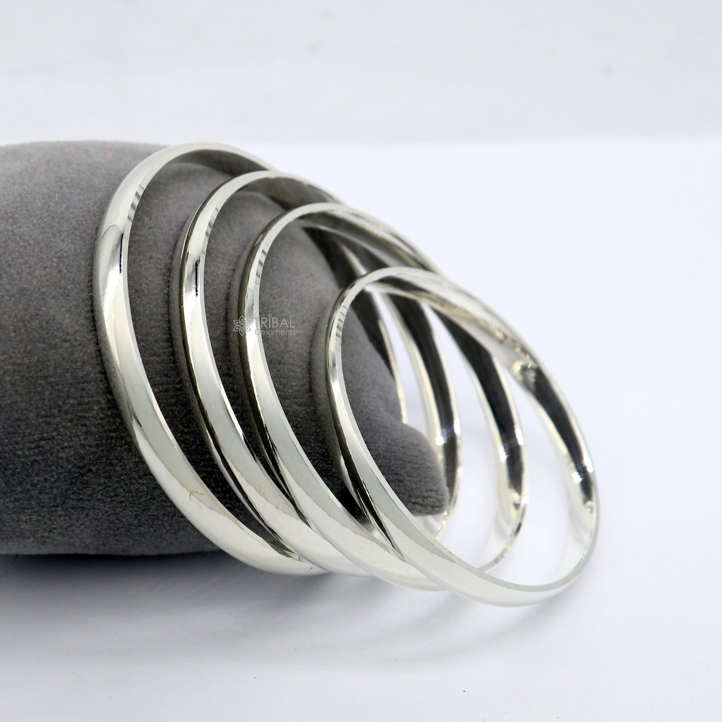 D shape half-round 925 sterling silver Punjabi Sikha bracelet Kada by TRIBAL ORNAMENTS, all sizes for men and girls.