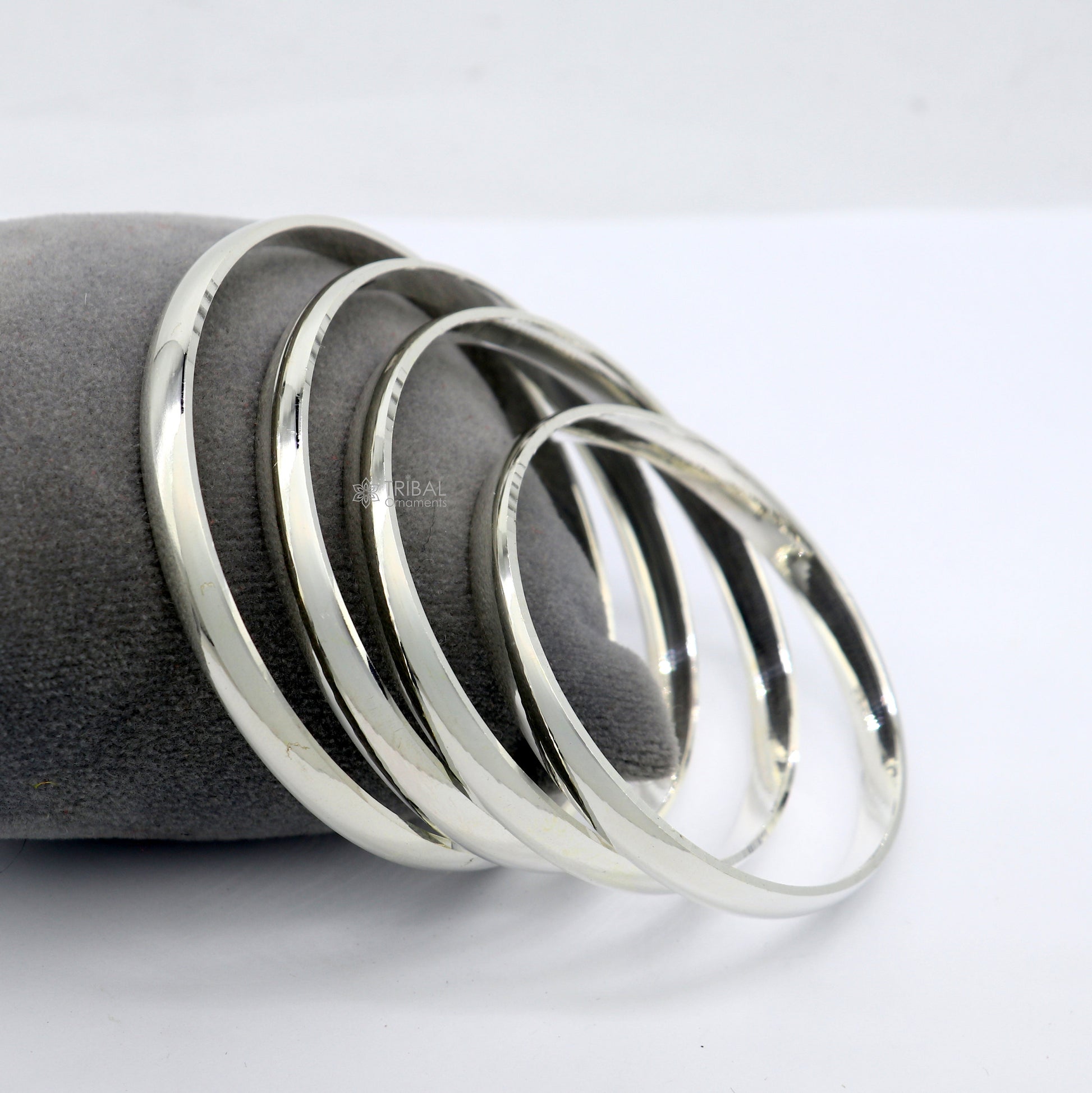 D shape half-round 925 sterling silver Punjabi Sikha bracelet Kada by TRIBAL ORNAMENTS, all sizes for men and girls.