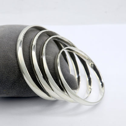 D shape half-round 925 sterling silver Punjabi Sikha bracelet Kada by TRIBAL ORNAMENTS, all sizes for men and girls.