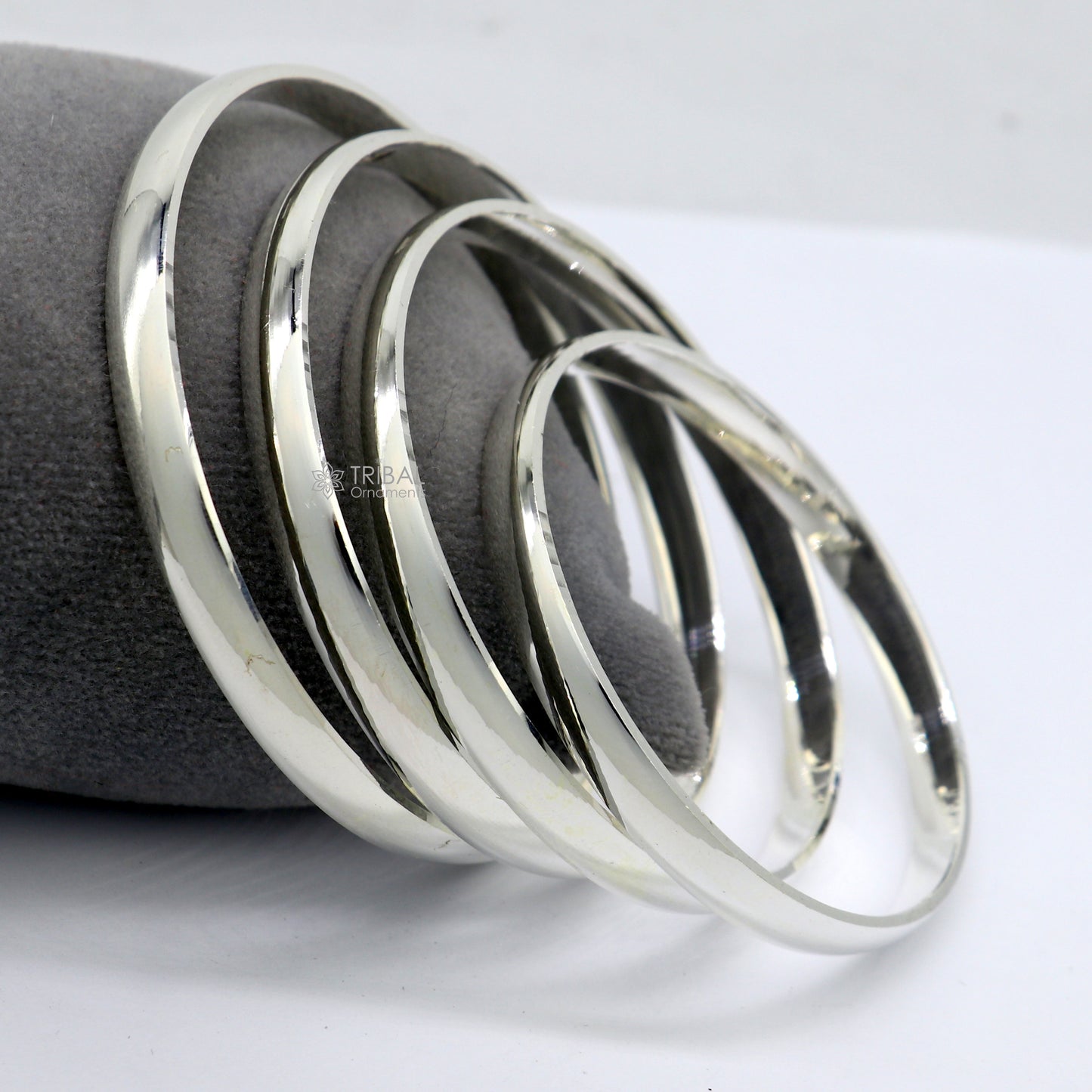 D shape half-round sterling silver Punjabi Sikha bracelet kada by TRIBAL ORNAMENTS, handmade, all sizes, unisex daily jewelry.