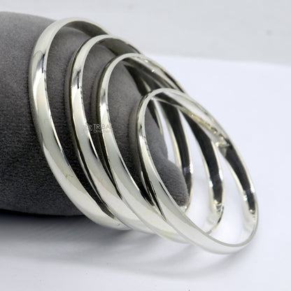 D shape half-round sterling silver Punjabi Sikha bracelet kada by TRIBAL ORNAMENTS, handmade, all sizes, unisex daily jewelry.
