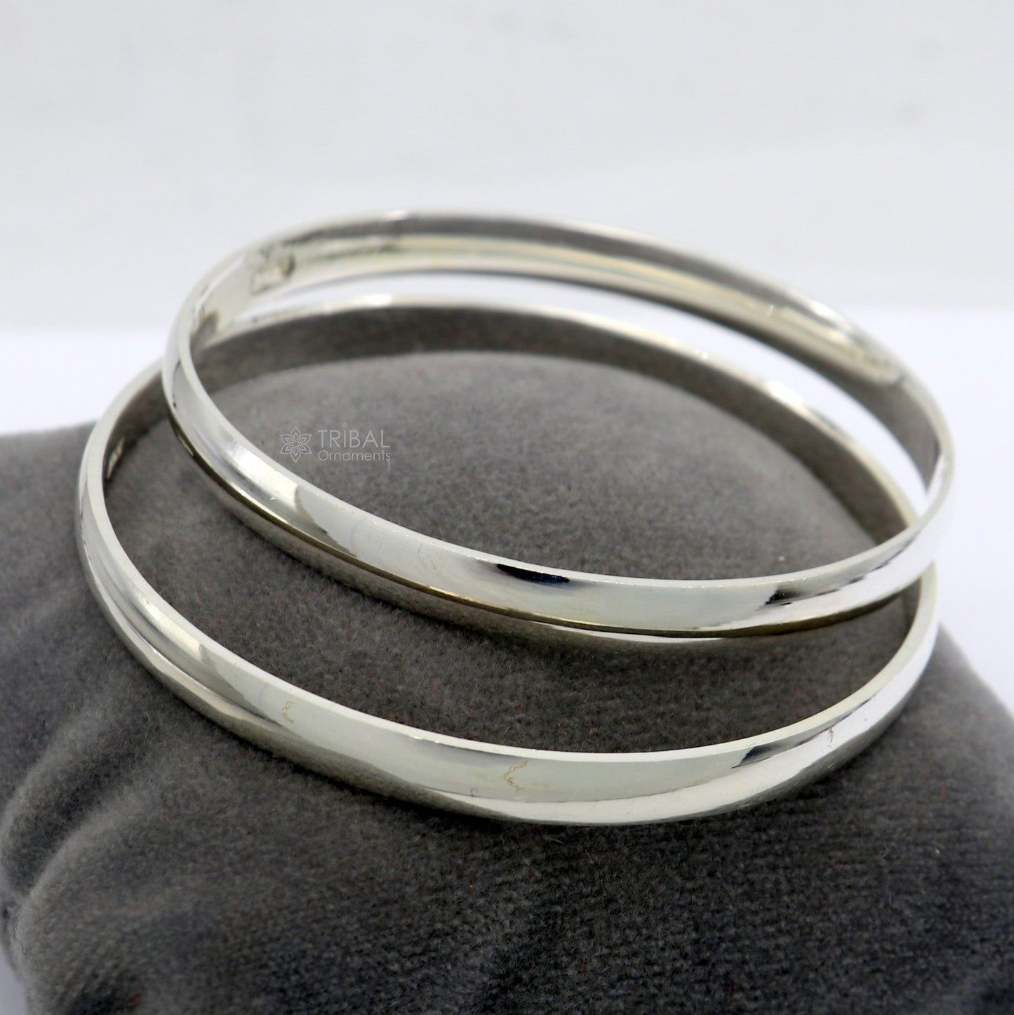 D shape half-round 925 sterling silver Punjabi Sikha bracelet kada by Tribal Ornaments, all-sized men's or girls' handcrafted jewelry