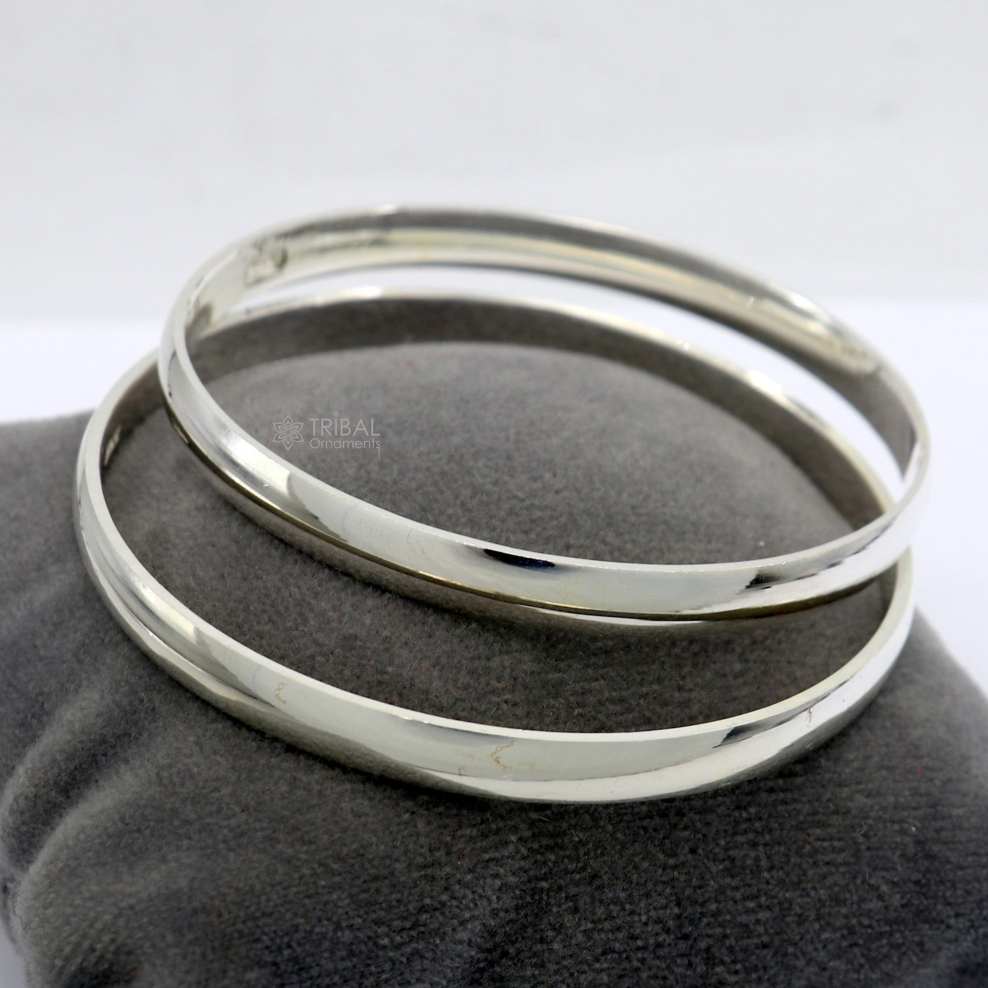 D shape half-round 925 sterling silver Punjabi Sikha bracelet kada by Tribal Ornaments, all-sized men's or girls' handcrafted jewelry