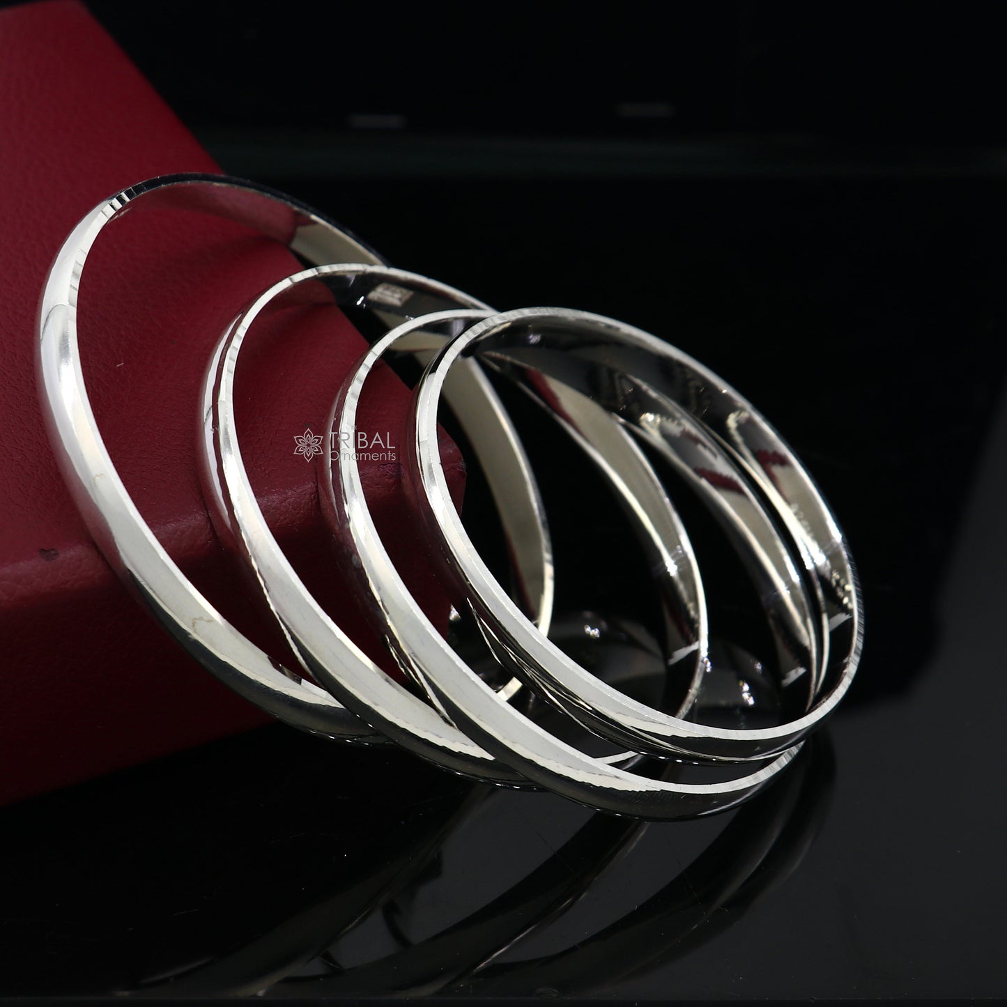 D shape half-round sterling silver Punjabi Sikha bracelet kada by TRIBAL ORNAMENTS, all sizes, handcrafted men's and women's jewelry.