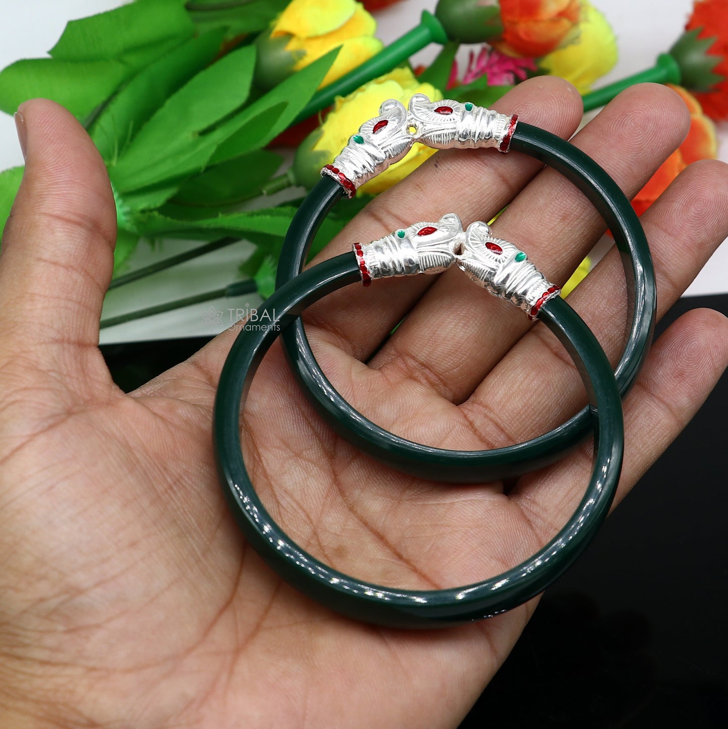 925 sterling silver amazing Vintage Gajmukhi elephant face design bangle bracelet all sizes cultural trendy jewelry Rajputi jewelry nba379 - TRIBAL ORNAMENTS