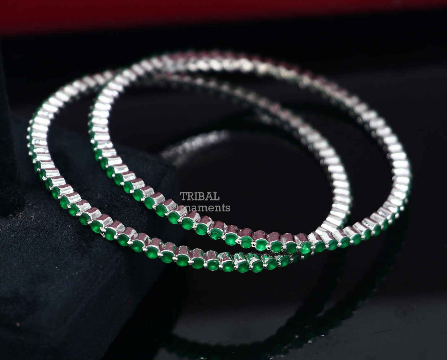 925 sterling silver handmade gorgeous green Cubic zircon bangle bracelet, best gifting jewelry girls women's bangles ba150 - TRIBAL ORNAMENTS