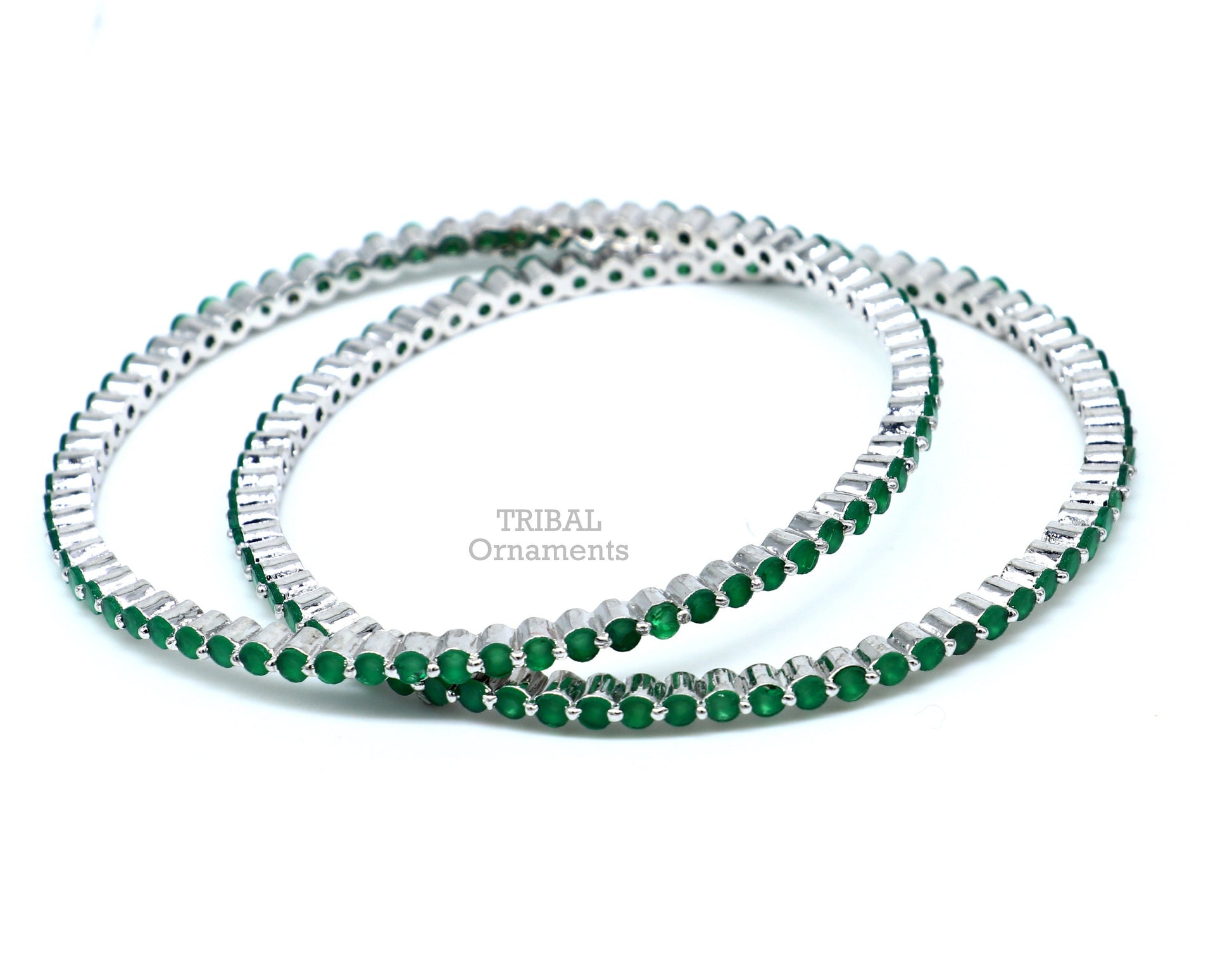 925 sterling silver handmade gorgeous green Cubic zircon bangle bracelet, best gifting jewelry girls women's bangles ba150 - TRIBAL ORNAMENTS