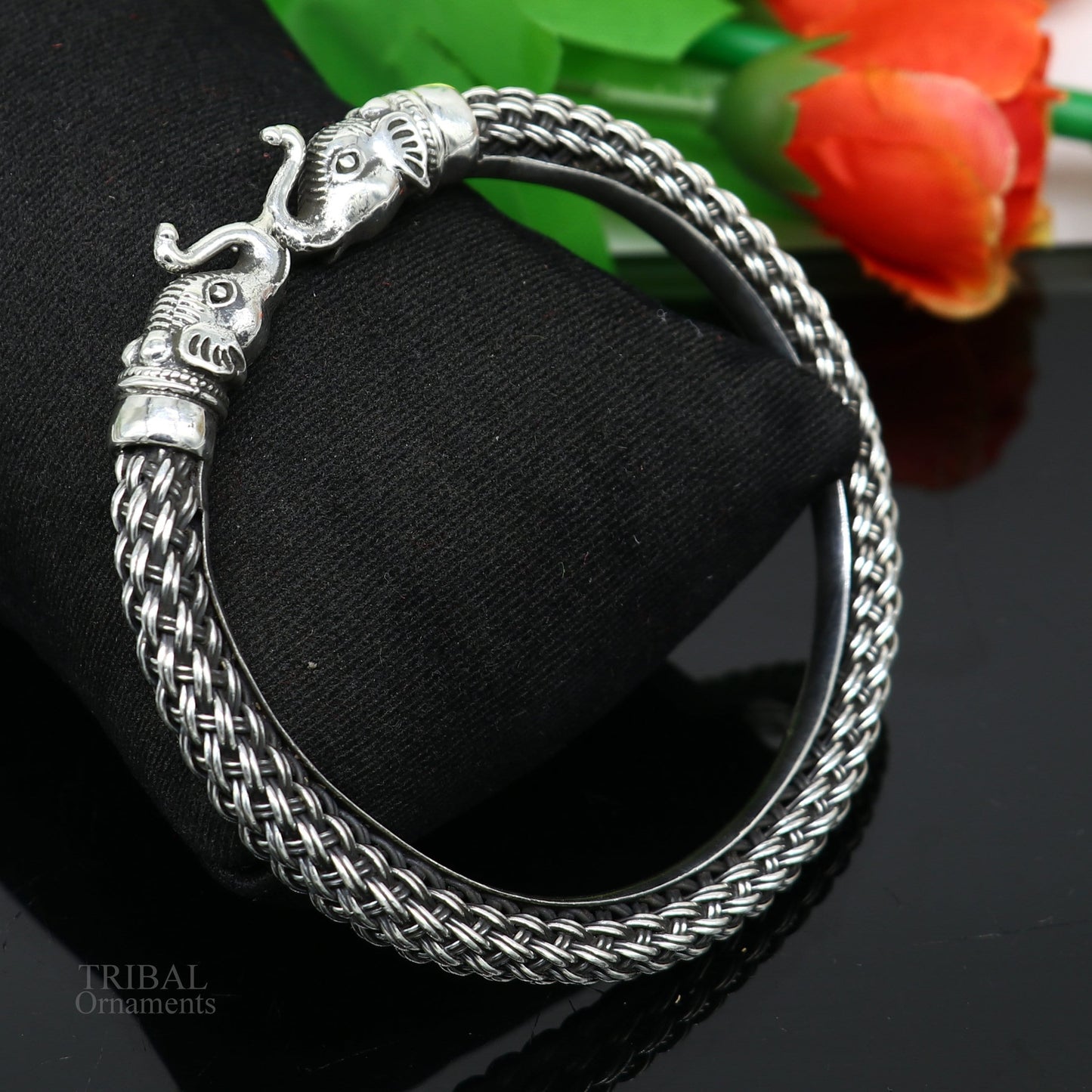 All size 925 sterling silver handmade vintage design stylish elephant face bangle bracelet kada,amazing jewelry from india nsk434 - TRIBAL ORNAMENTS