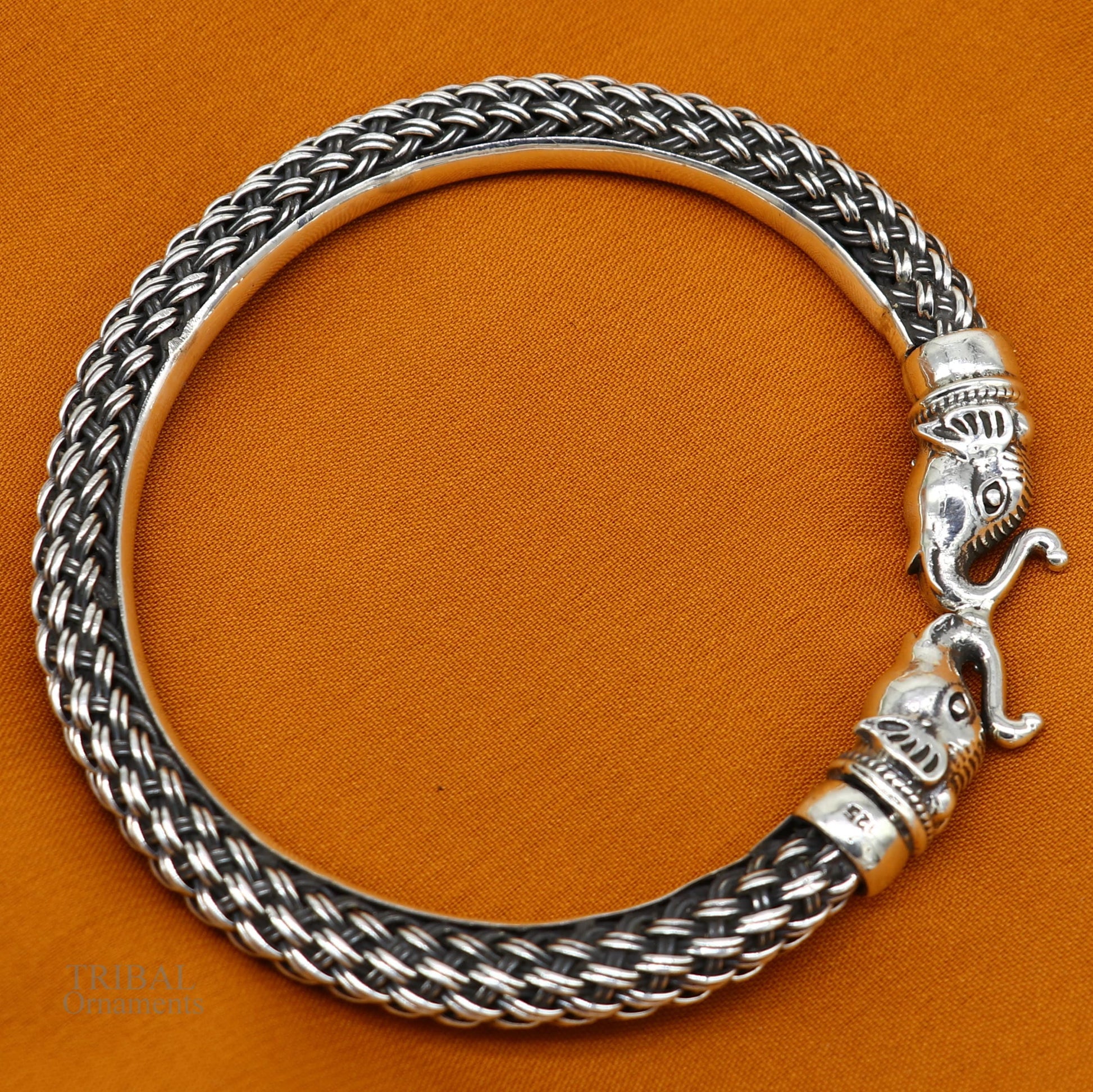 All size 925 sterling silver handmade vintage design stylish elephant face bangle bracelet kada,amazing jewelry from india nsk434 - TRIBAL ORNAMENTS