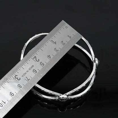 925 sterling silver bangle bracelet with intricate tribal design, customized belly dance jewelry by TRIBAL ORNAMENTS