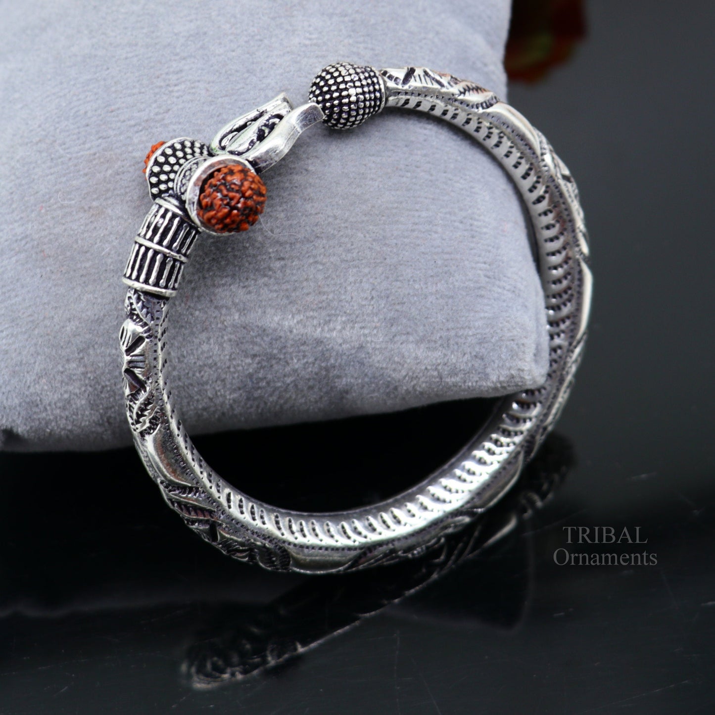 925 sterling silver handmade lord shiva Babubali kada bangle bracelet, best Shiva trident Trishul kada, men's gifting jewelry RNSK471 - TRIBAL ORNAMENTS