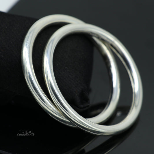Fine 925 sterling silver plain shiny bright bangle bracelet kada, excellent personalized gifting stylish fancy bangle men's or girls ba135 - TRIBAL ORNAMENTS