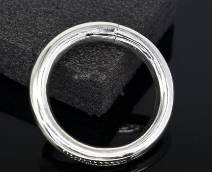 Sterling silver bangle bracelet by Tribal Ornaments, plain shine finish, unisex design, handcrafted jewelry, personalized gift accessory